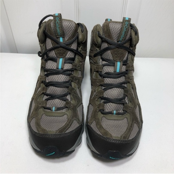 Columbia Omni Tech BL3638365 Leather Mesh Green Grey Women Hiking Boots 7 - Picture 2 of 9